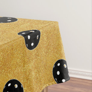 Pickleball Wedding Black and Gold Bachelor Party Tablecloth