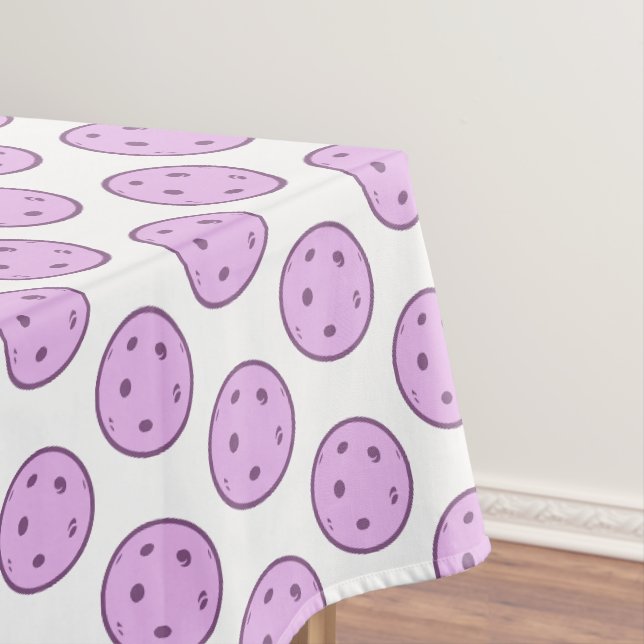 Pickleball Wedding Lavender and White Pickelballs Tablecloth (In Situ)