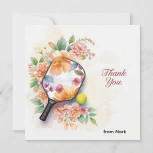 Pickleball with beautiful flowers thank you card