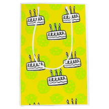 Pickleball with Birthday Cake on Yellow background