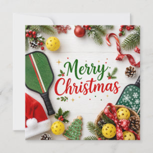 Pickleball with Christmas Frame Holiday Card