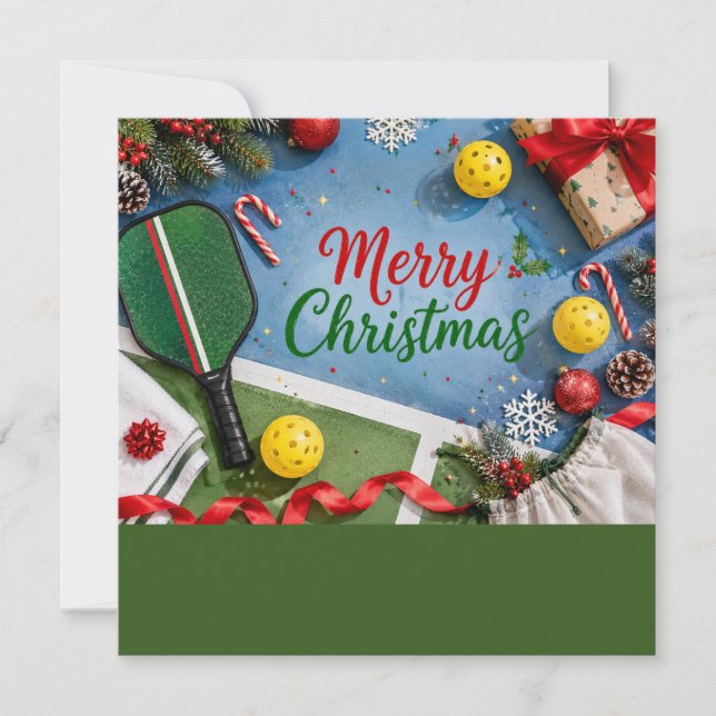 Pickleball with Christmas Frame Holiday Card (Front)