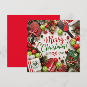 Pickleball with Christmas Frame Holiday Card