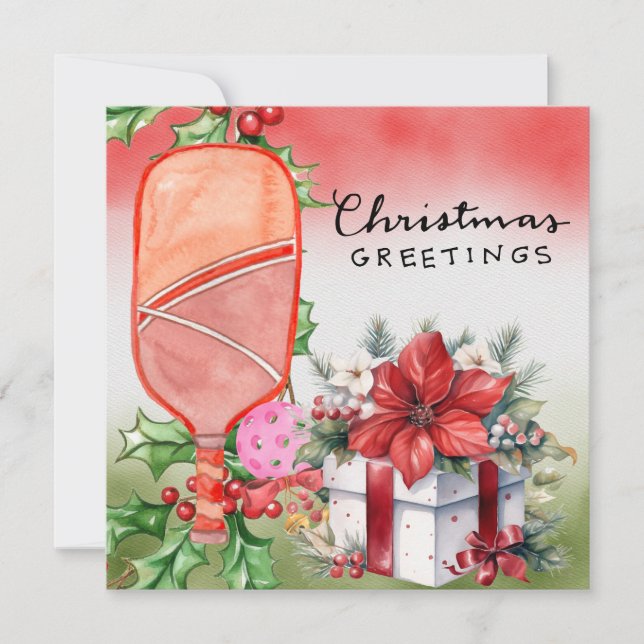 Pickleball with Christmas Frame Holiday Card (Front)