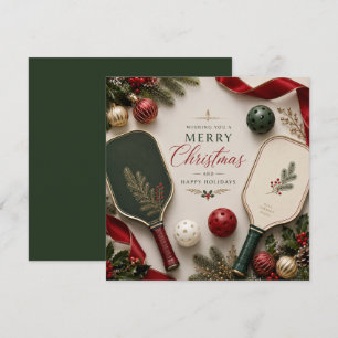 Pickleball with Christmas Frame Holiday Card