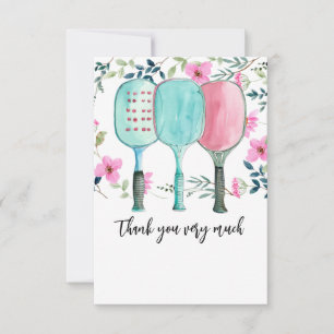 Pickleball with Flower watercolor Thank You Card