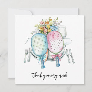 Pickleball with Flower watercolor Thank You Card