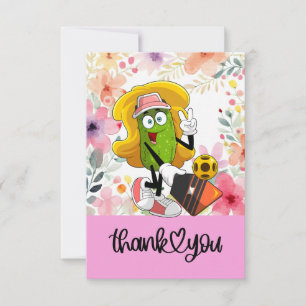 Pickleball  with flowers  for woman player thank you card