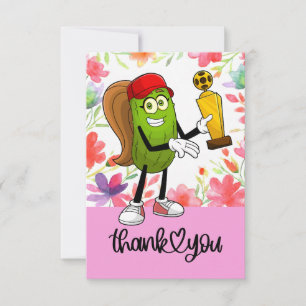 Pickleball  with flowers  for woman player thank you card