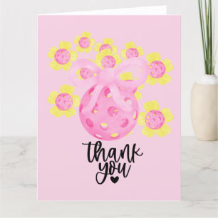 Pickleball with flowers rainbow themed for player thank you card