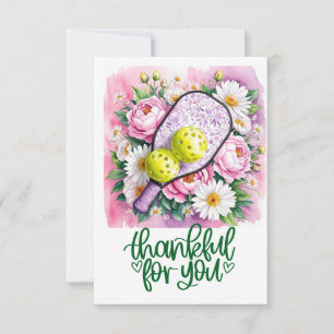 Pickleball with flowers thank you card
