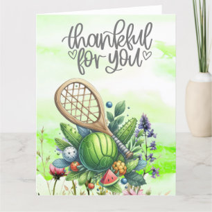 Pickleball with flowers thank you card