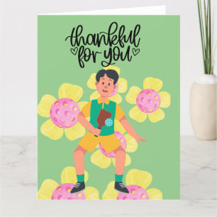 Pickleball with flowers thank you card