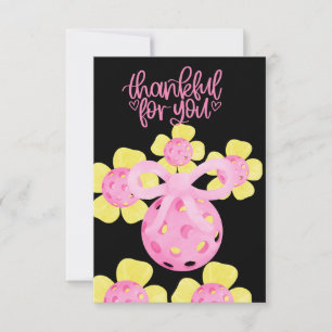 Pickleball with flowers thank you card