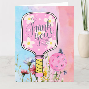 Pickleball with flowers thank you card