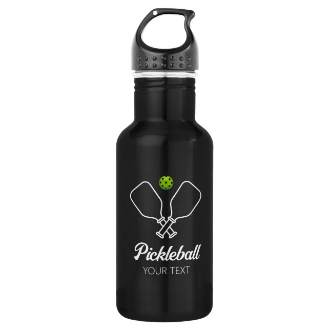 Pickleball with Paddles & Ball Personalized black 532 Ml Water Bottle (Front)