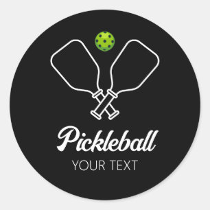 Pickleball with Paddles & Ball Personalized  Classic Round Sticker