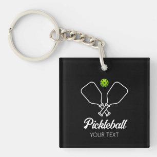 Pickleball with Paddles & Ball Personalized  Keychain