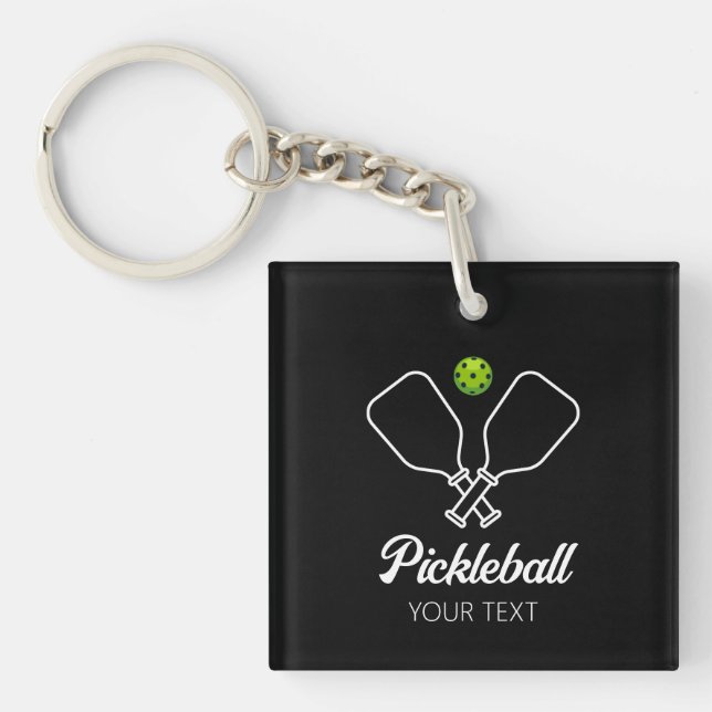 Pickleball with Paddles & Ball Personalized  Keychain (Front)