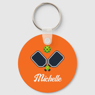 Pickleball with Paddles & Ball Personalized Name Keychain