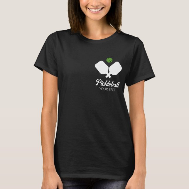 Pickleball with Paddles & Ball Personalized Name T-Shirt (Front)