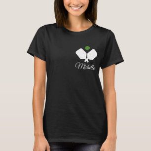 Pickleball with Paddles & Ball Personalized Name T-Shirt