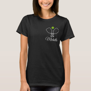 Pickleball with Paddles & Ball Personalized Name T-Shirt