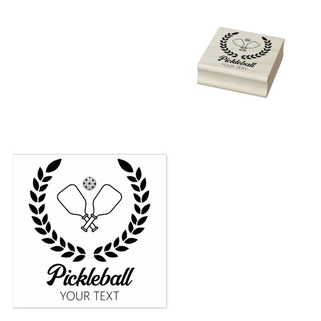 Pickleball with Paddles & Ball Personalized  Rubber Stamp (Stamped)