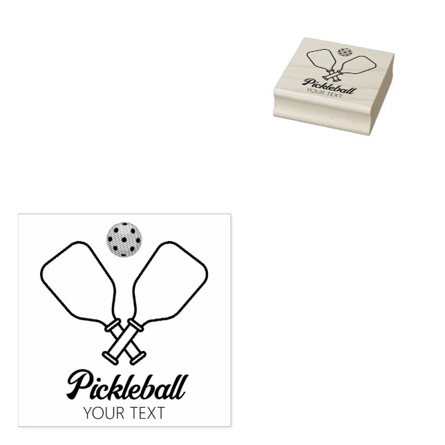 Pickleball with Paddles & Ball Personalized  Rubber Stamp (Stamped)
