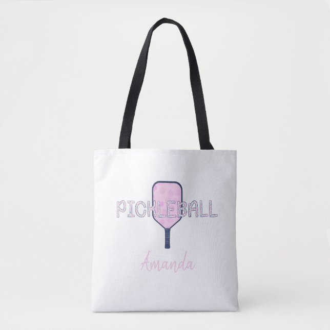 Pickleball with Pickleball Paddle Personalized  Tote Bag (Front)