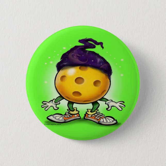 Pickleball Wizard 2 Inch Round Button (Front)