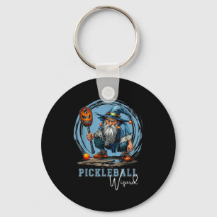 Pickleball wizard funny fantasy sports art keychain
