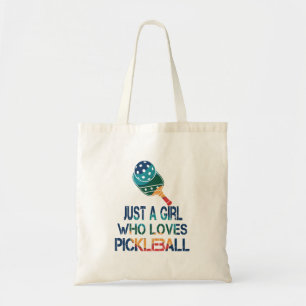 Pickleball women rainbow tote bag