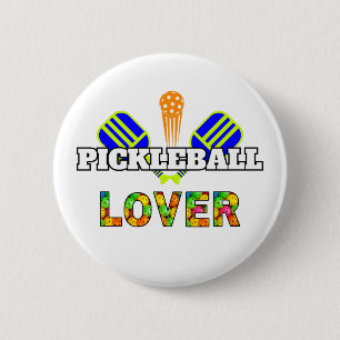Pickleball Word Crossed Paddles Ball Lover Design 2 Inch Round Button