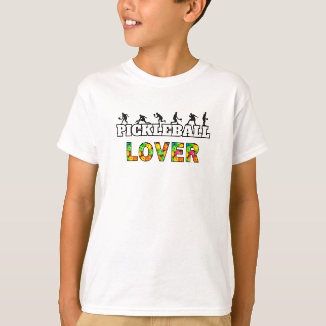 Pickleball Word Male Silhouettes Lover Ball T-Shirt (Front)