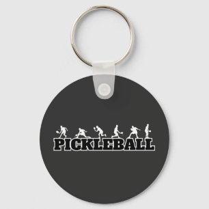 Pickleball Word Player Silhouettes Sport Action Keychain