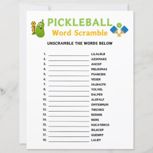 Pickleball Word Scramble Game