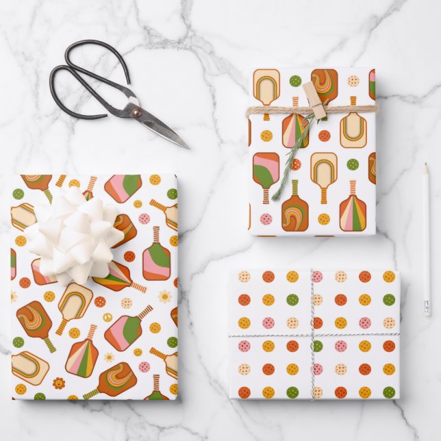 Pickleball Wrapping Paper, Paddle Sport Gift Wrap (Front)