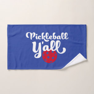Pickleball Y'all Funny Red White Blue  Hand Towel