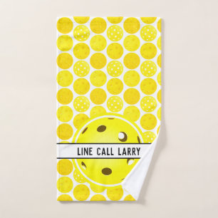 Pickleball Yellow White Pickleballs Personalized  Hand Towel
