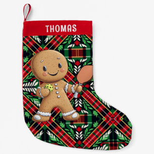 Pickleball🎄Gingerbread Paddle Power Small Christmas Stocking