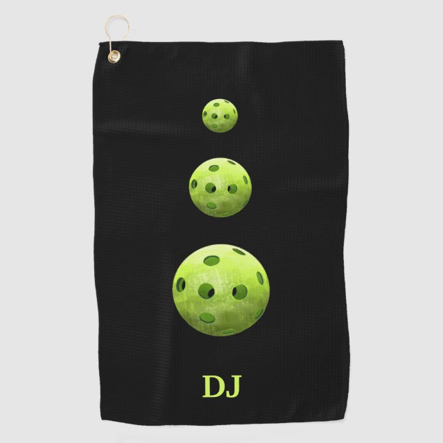 Pickleballs Green Initials Sweat Serviettes (Devant)