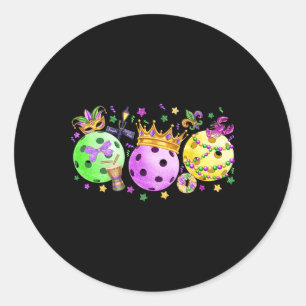 Picklebyll Jester Hat Masked Beads Mardi Gras Men  Classic Round Sticker