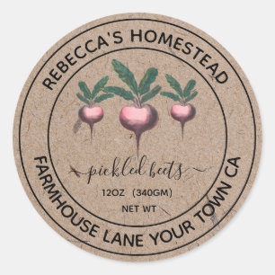 Pickled Beets  Kraft Paper Canning Jar Labels