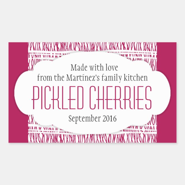 Pickled cherries red food label sticker (Front)