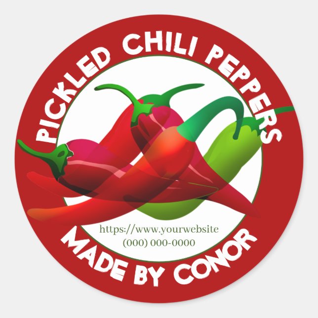 Pickled Chili Peppers Circle Classic Round Sticker (Front)