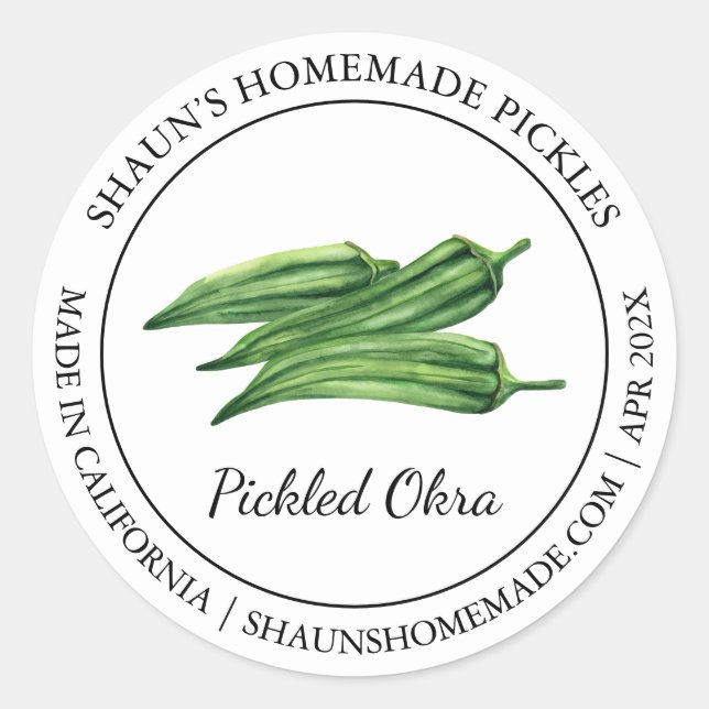 Pickled Okra Modern label (Front)
