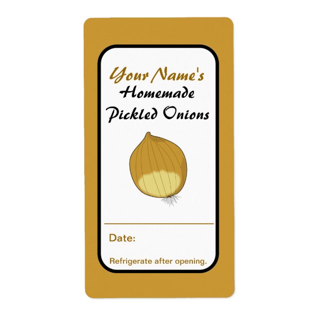 Pickled Onions Custom Canning Jar Labels Add Name (Front)