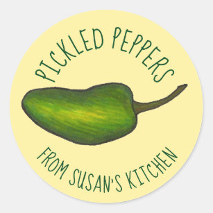 Pickled Peppers Green Hot Jalapeno Personalized Classic Round Sticker