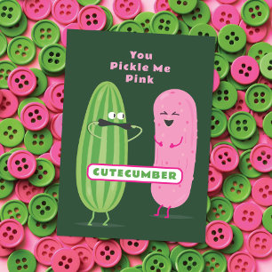 Pickled Pink Cute Cucumber Kids Valentine Card